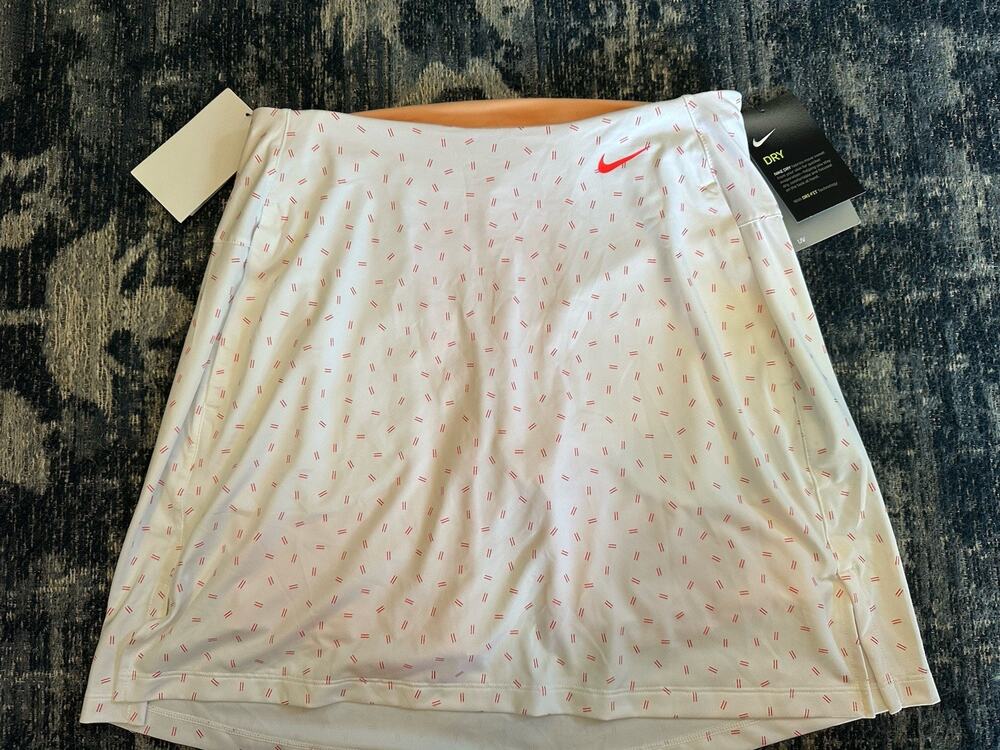 Women's Dri-Fit Victory Golf Skort White Orange UPF 40+ Pockets Size Small NEW - Picture 1 of 8